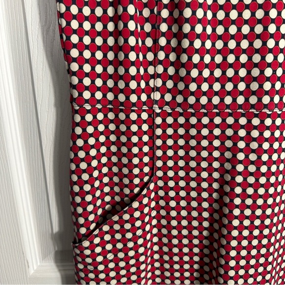 Lands' End size 12 dress, navy w/red & white polka dots, spring, summer, office - Picture 10 of 11